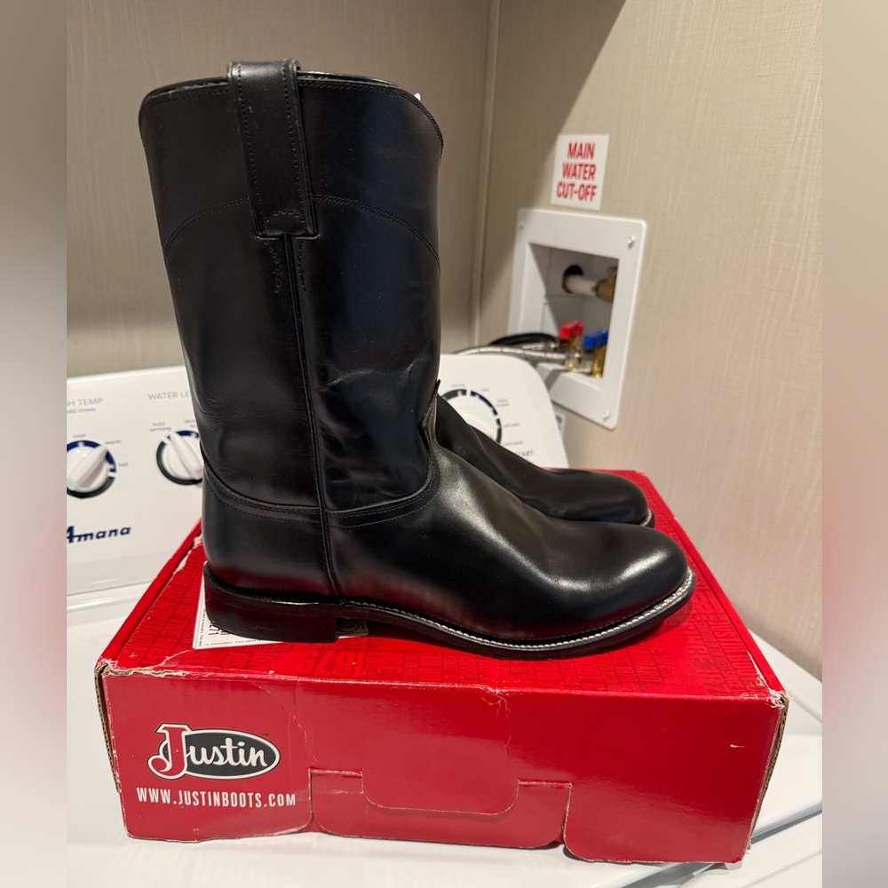 Justin Boots "Jackson" Black Leather Western Cowboy Boots size 10EEE Men's